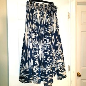 Blue and white flowing skirt